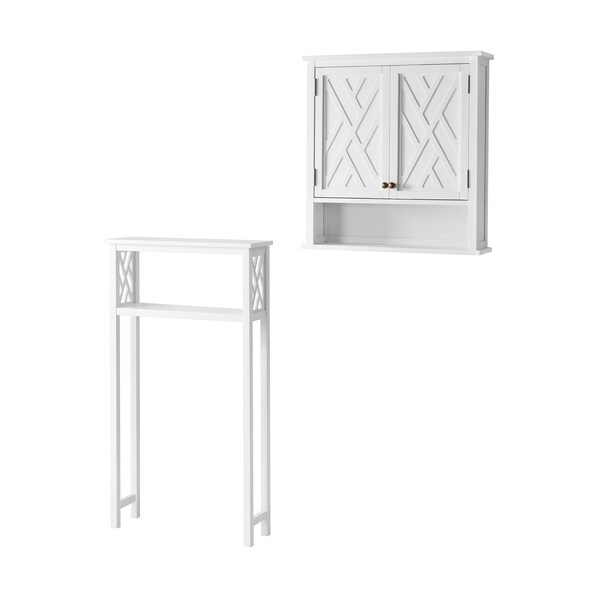 Alaterre Furniture Coventry Over Toilet Open Storage Shelf, Wall Mounted Storage Cabinet with Two Doors and Open Shelf ANCT735WH - main